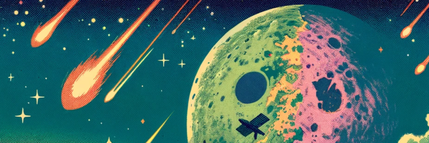 Retro-futuristic space scene